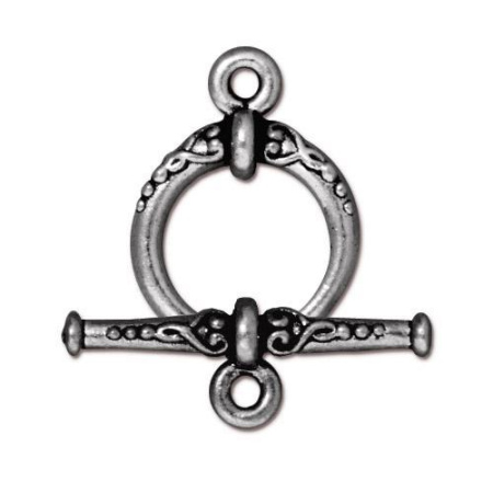 Застежка, 20х15мм, TierraCast, тогл, Наследие, базовый материал - оловянный сплав, родий с чернением, 1 шт.