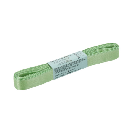 Лента атласная, Gaммa, 12мм, бледно-салатовая №052, моток, 5 метров Лента атласная, Gaммa, 12мм, бледно-салатовая №052, моток, 5 метров