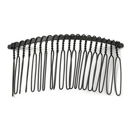 Гребень для волос, 77х38мм, металлический, базовый материал - железо, чёрного цвета, 2 шт.