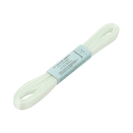 Лента атласная, Gaммa, 6мм, бледно-зеленая №013, моток, 5 метров Лента атласная, Gaммa, 6мм, бледно-зеленая №013, моток, 5 метров