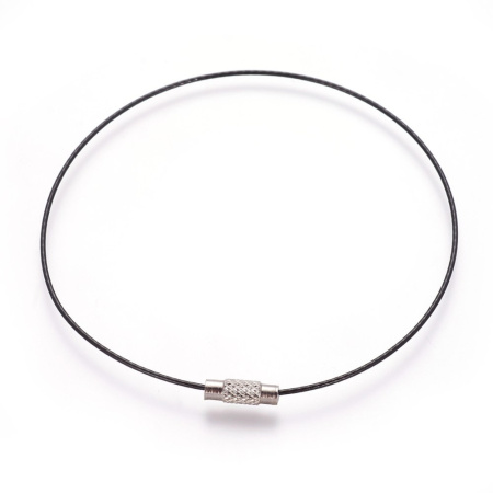 Основа для браслета (чокер) с замком, 1мм, цвет черный, 20-24 см, 5 шт.