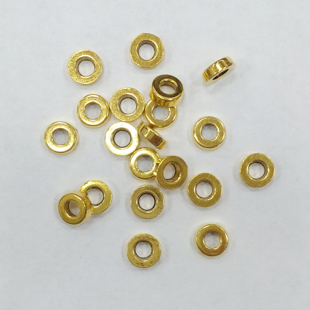 Бусина металлическая, 6х2мм, рондель гладкая, базовый материал - цинковый сплав, под золото с чернением, 5 грамм