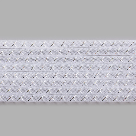 Бижутерная сетка-рукав, 8мм, белая с серебристой нитью, 10 метров