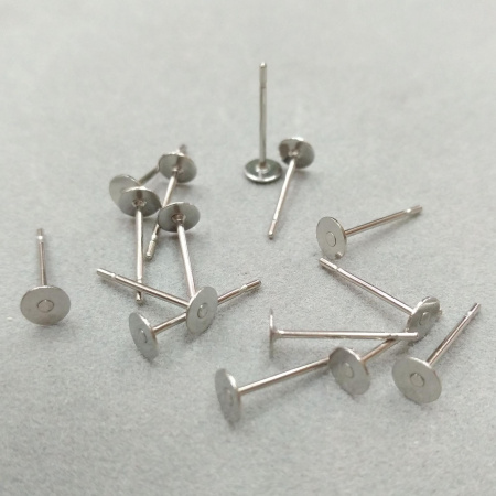 Пусеты, 4мм, с платформой, базовый материал - нержавеющая сталь, без покрытия, 2 грамма