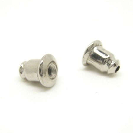 Застежки для пусет, 6х5мм, базовый материал - латунь, серебристые, 5 грамм