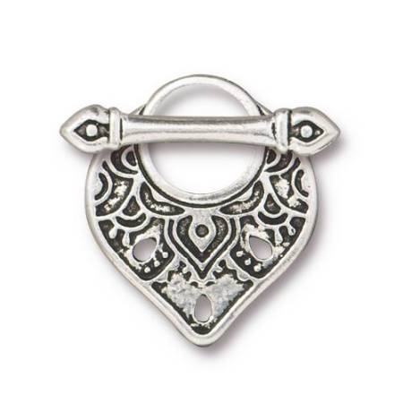 Застежка, 21.4х18.5мм, TierraCast, тогл, Храм, базовый материал - оловянный сплав, посеребренный с чернением, 1 шт.