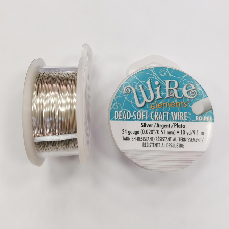 Проволока гибкая, 0.511мм, Wire elements (Craft Wire), не темнеющая, серебристого цвета, катушка, 9.1 метра Проволока гибкая, 0.511мм, Wire elements (Craft Wire), не темнеющая, серебристого цвета, катушка, 9.1 метра