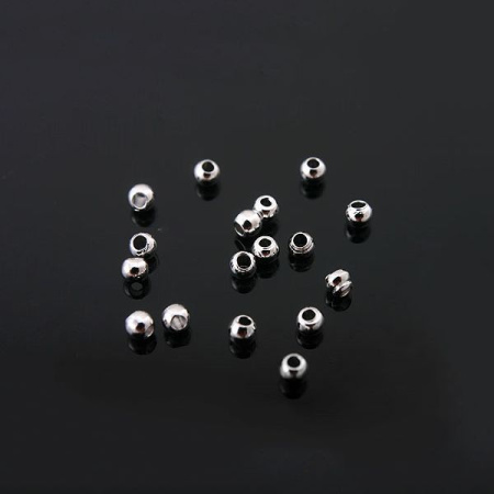 Бусина металлическая, 2мм, Корея, гладкая, базовый материал - латунь, под родий, около 0.5 грамм