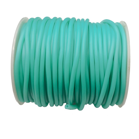 Шнур резиновый полый, около 3мм, неоново-бирюзовый, 5 метров