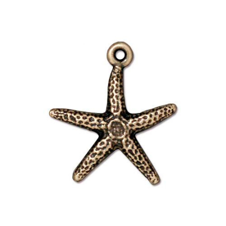 Подвеска, 21х18мм, TierraCast, морская звезда, базовый материал - оловянный сплав, бронзовая с чернением, 1 шт.