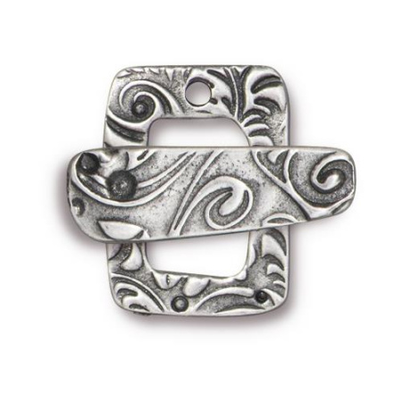 Застежка, 20х14.7мм, TierraCast, тогл, прямоугольный, Сад, базовый материал - оловянный сплав, под античное серебро, 1 шт.