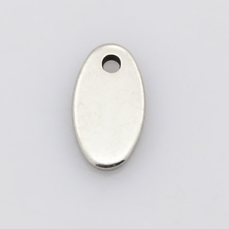 Подвеска, 9х5х1мм, гладкий овал, базовый материал - нержавеющая сталь, без покрытия, 1 шт.
