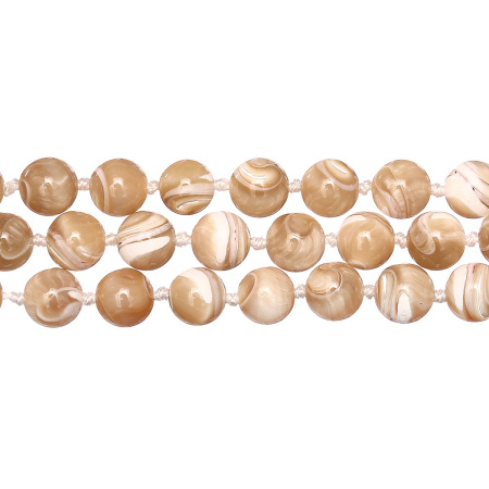 Бусина перламутр, 8-9мм, карамельная, 23 шт., низка