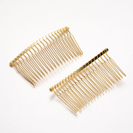 Гребень для волос, 77х38мм, металлический, базовый материал - железо, золотистого цвета, 2 шт.