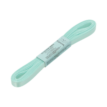 Лента атласная, Gaммa, 6мм, мятная №010, моток, 5 метров Лента атласная, Gaммa, 6мм, мятная №010, моток, 5 метров