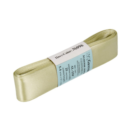 Лента атласная, Gaммa, 25мм, бледный хаки №096, моток, 5 метров Лента атласная, Gaммa, 25мм, бледный хаки №096, моток, 5 метров