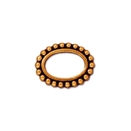 Рамка для бусин, 15х11мм, TierraCast, овал, базовый материал - оловянный сплав, позолоченный с чернением, 2 шт.