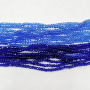 <p>Бюджетные миниатюрные стеклянные граненые бусины - рондели (абакусы) синего цвета. Бусины могут немного отличаться по форме и размеру. Оттенок может отличаться от фотографии и от партии к партии: в некоторых поставках бусины темно-синие, в некоторых сине-голубые. Цена за низку около 150-175 бусин, низки формируются без проверки каждой бусины на дефекты.</p>
