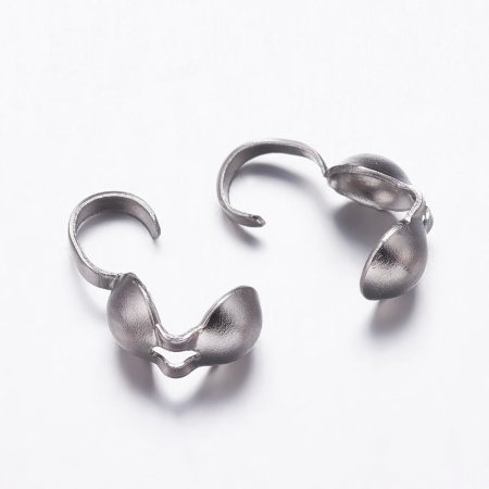 Концевики, 8.5х3.8мм, каллоты, диски, базовый материал - нержавеющая сталь, без покрытия, пара