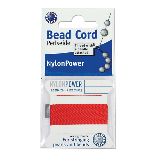 Нить нейлоновая, Griffin Nylon Power No.8 (0.8мм), красная, с иглой, моток, 2 метра <p>
Толстая и прочная нить Nylon Power из высококачественного нейлона, очень крепкая, не растягивается. Произведена компанией Griffin (Германия). К нити прикреплена проволочная иголочка. Идеально подходит для использования с жемчугом и натуральными камнями. Толщина около 0,8 мм. Оттенок может отличаться от фотографии и в разных поставках. Намотка может состоять из нескольких частей. Цена за моток 2 метра.
</p>