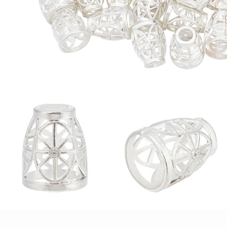 Конус, 13.5х11мм (внутренний размер 9.3мм), кружевной, базовый материал - цинковый сплав, серебристого цвета, 1 шт.