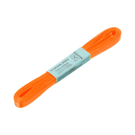 Лента атласная, Gaммa, 6мм, оранжевая №021, моток, 5 метров Лента атласная, Gaммa, 6мм, оранжевая №021, моток, 5 метров