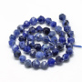<p>Граненые бусины из натурального камня - содалита. Бусины могут немного отличаться по форме и размеру. Оттенок бусин может отличаться от представленного на фотографии. Могут попадаться бусины с естественными трещинками и щербинками. Цена за низку 37 см (около 45 бусин, низки формируются без проверки каждой бусины на дефекты).</p>