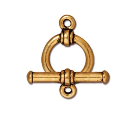 Застежка, 16х12мм, TierraCast, тогл, лаконичный, базовый материал - оловянный сплав, позолоченный с чернением, 1 шт. УЦЕНКА