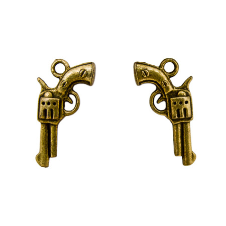 Подвеска, 22х11мм, пистолет, базовый материал - цинковый сплав, бронзовый, 1 шт.