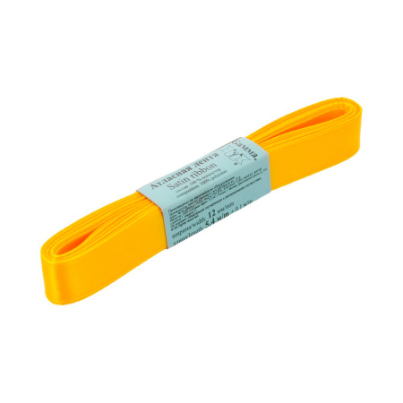 Лента атласная, Gaммa, 12мм, темно-желтая №017, моток, 5 метров Лента атласная, Gaммa, 12мм, темно-желтая №017, моток, 5 метров