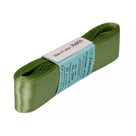 Лента атласная, Gaммa, 25мм, болотная №055, моток, 5 метров Лента атласная, Gaммa, 25мм, болотная №055, моток, 5 метров