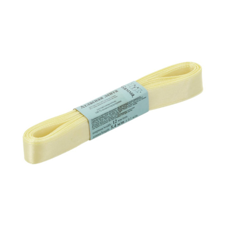 Лента атласная, Gaммa, 12мм, светло-желтая №009, моток, 5 метров Лента атласная, Gaммa, 12мм, светло-желтая №009, моток, 5 метров