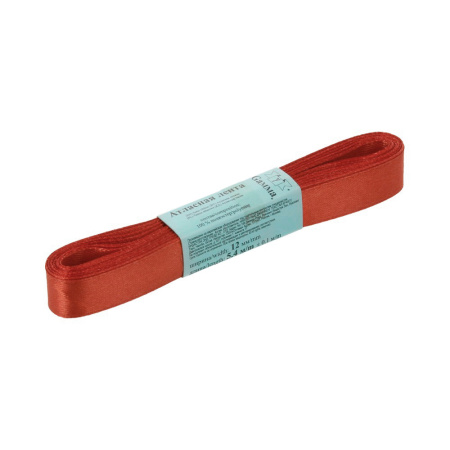 Лента атласная, Gaммa, 12мм, коричнево-бордовая №123, моток, 5 метров Лента атласная, Gaммa, 12мм, коричнево-бордовая №123, моток, 5 метров