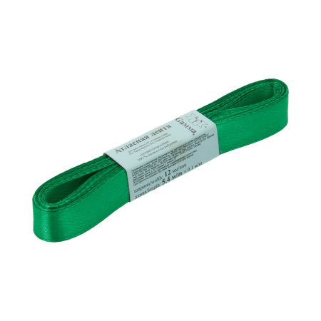 Лента атласная, Gaммa, 12мм, зеленая №019, моток, 5 метров Лента атласная, Gaммa, 12мм, зеленая №019, моток, 5 метров
