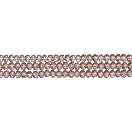 Бусины стеклянные, 4х3.5мм, граненые, рондели, коричнево-серые, 150 шт., низка