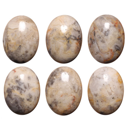 Кабошон каменный, 40х30мм, агат кружевной, 1 шт.