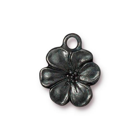 Подвеска, 17х15мм, TierraCast, цветок яблони, базовый материал - оловянный сплав, вороненая сталь, 2 шт.