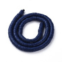 <p>Плоские круглые бусины - чипсы (диски, рондели heishi) ручной работы из полимерной глины (пластики). Бусины могут немного отличаться по форме и размеру. Оттенок может отличаться от фотографии. Цвет: темно-синий, могут быть более матовые, чем на фотографии. Бусины довольно мягкие, гибкие, напоминают каучук (иногда их называют резиновые). Цена за низку длиной около 43 см, около 350-400 бусин.</p>