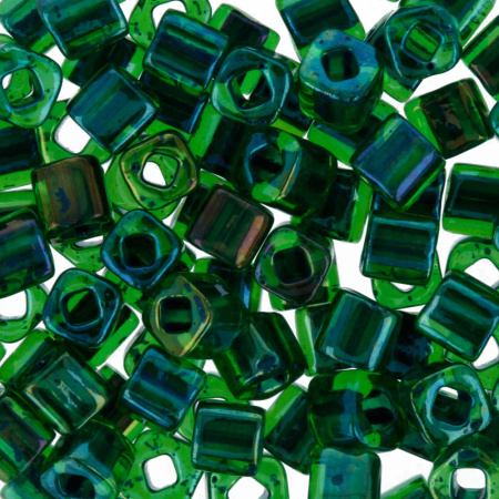 Бисер TOHO Cube, размер 3мм, цвет #249 (Окрашенный изнутри, перидот/изумруд), 10 грамм