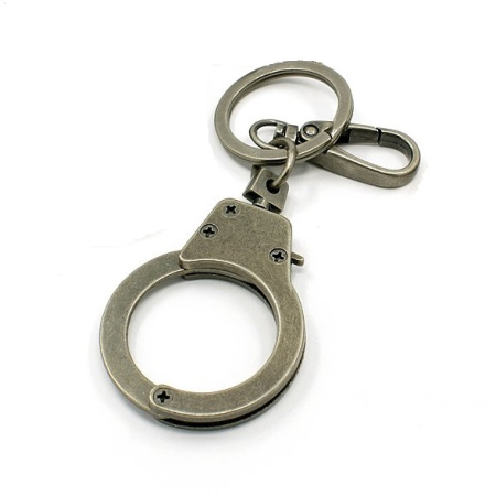 Основа под брелок, 110х43мм, кольцо-карабин с двойным кольцом и карабином, базовый материал - оловянный сплав, темно-серого цвета, 1 шт.