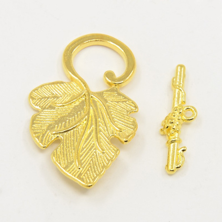 Застежка, 36х23мм, тогл, виноград, базовый материал - цинковый сплав, золотистый, 1 шт., УЦЕНКА