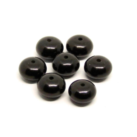 Бусины каменные, гагат, 9х5-10х7мм, рондель, 10 шт.