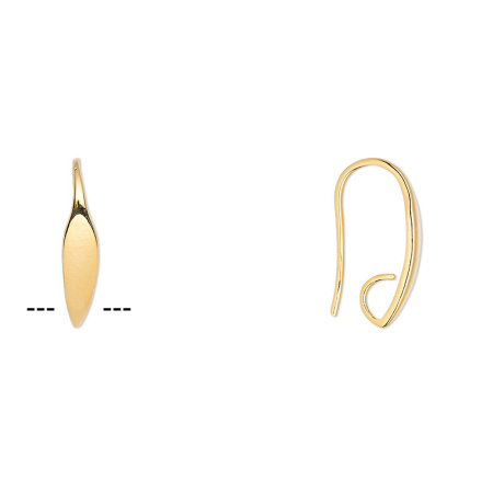 Швензы открытые, 19мм, элегантные, листики со скрытой петелькой, базовый материал - латунь, позолоченные, пара