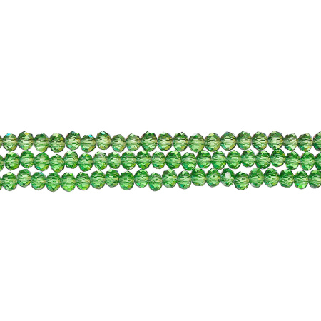 Бусины стеклянные, 2.5-3х2мм, граненые, рондели, зеленые, 148 шт., низка