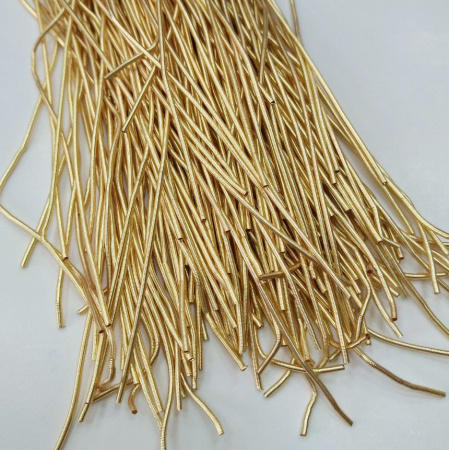 Канитель, 0.9мм, fine, гладкая, позолоченная (светлое золото), 20-30 см, 5 шт.