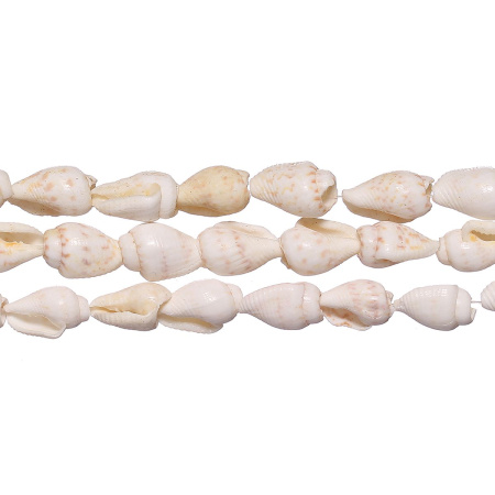 Бусина из ракушки, 7х4 - 12х8мм, белая, 110-170 шт., низка
