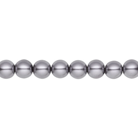 Бусина стеклянная, 6мм, жемчуг искусственный, темно-серый, 145 шт., низка