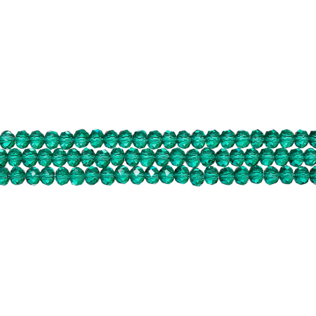 Бусины стеклянные, 3х2мм, граненые, рондели, зелено-голубые, 190 шт., низка