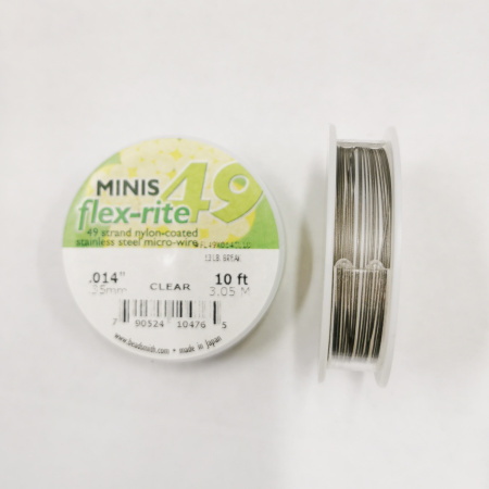 <p>Профессиональный ювелирный тросик Flex-Rite с нейлоновым покрытием. 49-жильный тросик премиум-класса. Цвет стальной (темно-серебристый). Оттенок может отличаться от фотографии и в разных поставках. Дизайн катушки может отличаться от фотографии. Цена за катушку 10 футов (3.048 метра).</p>