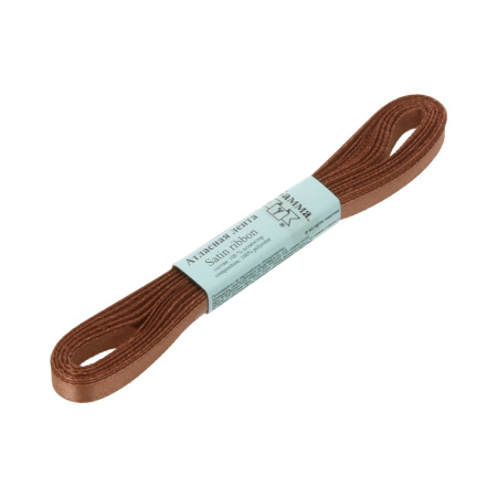 Лента атласная, Gaммa, 6мм, светло-коричневая №031, моток, 5 метров